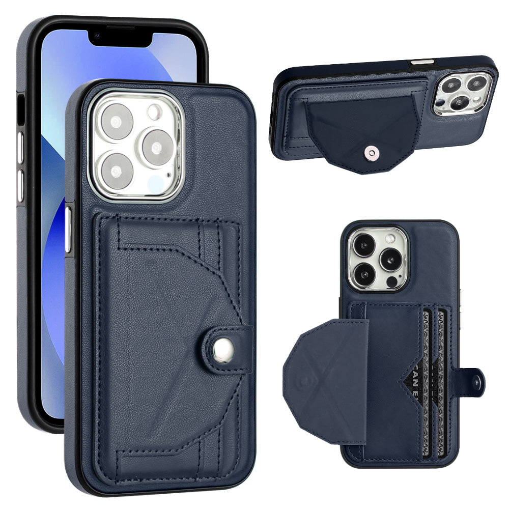 YB Lædercoating Series-4 til iPhone 13 Pro Telefon-etui Kortpladser Kickstand Læderbelagt TPU Anti-drop Cover YB Lædercoating Series-4 til iPhone 13 Pro Telefon-etui Kortpladser Kickstand Læderbelagt TPU Anti-drop Cover